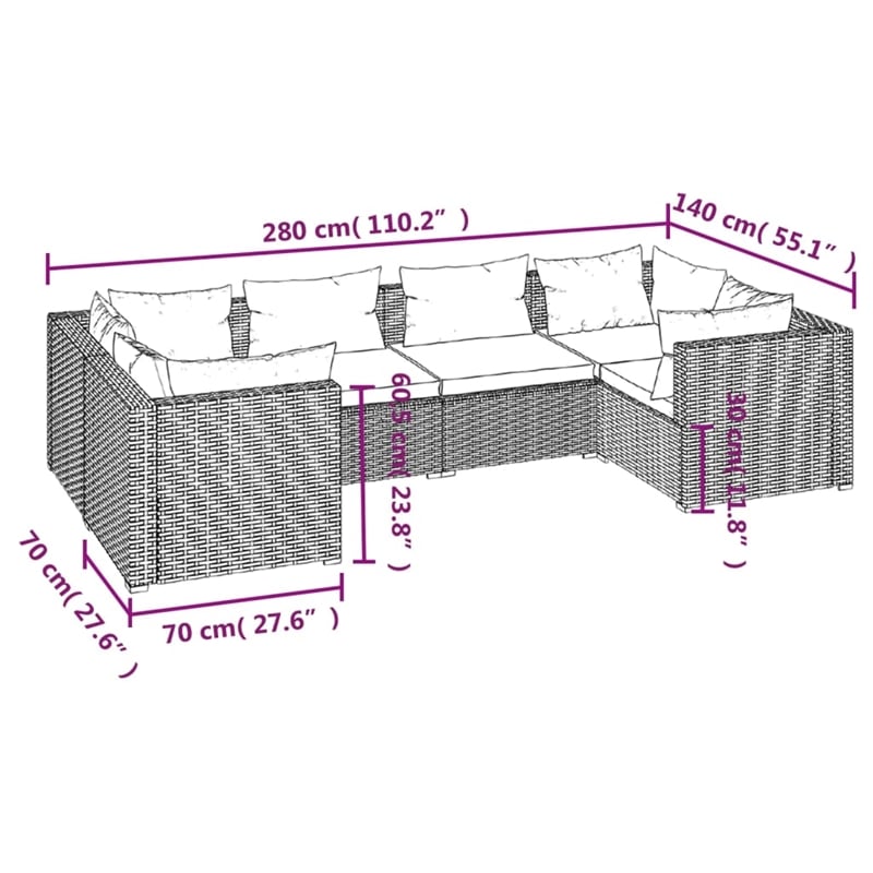 Afuera Living 6 Piece Steel Garden Lounge Set in Green/Brown