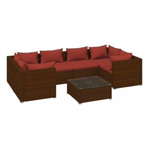Afuera Living Contemporary 7 Piece Garden Lounge Set in Red/Brown