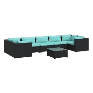 Afuera Living Contemporary 8 Piece Garden Lounge Set in Black/Blue