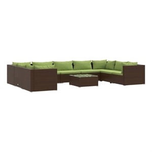 Afuera Living 10 Piece Steel Garden Lounge Set in Green/Brown