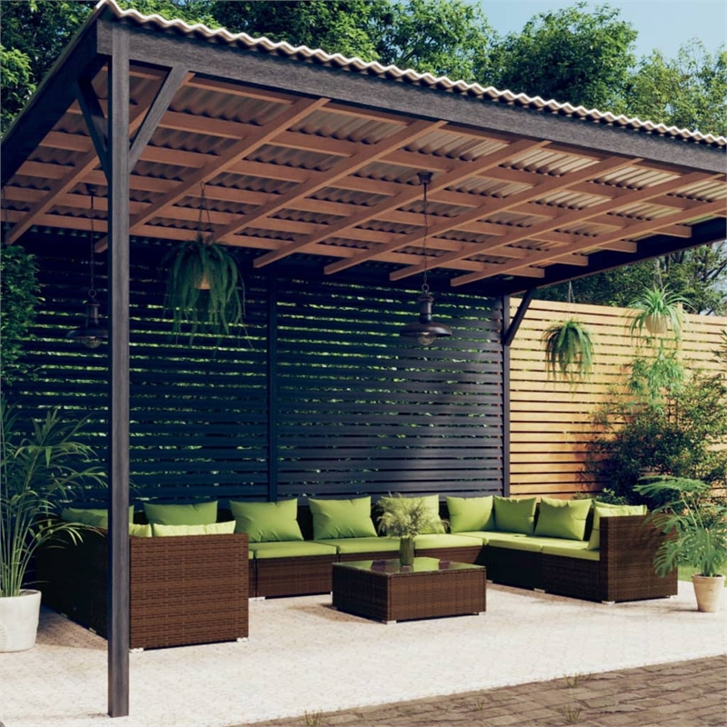 Afuera Living 11 Piece Steel Garden Lounge Set in Green/Brown