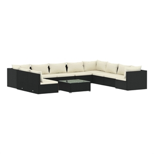 Afuera Living 11 Piece Steel Garden Lounge Set in Black/Cream