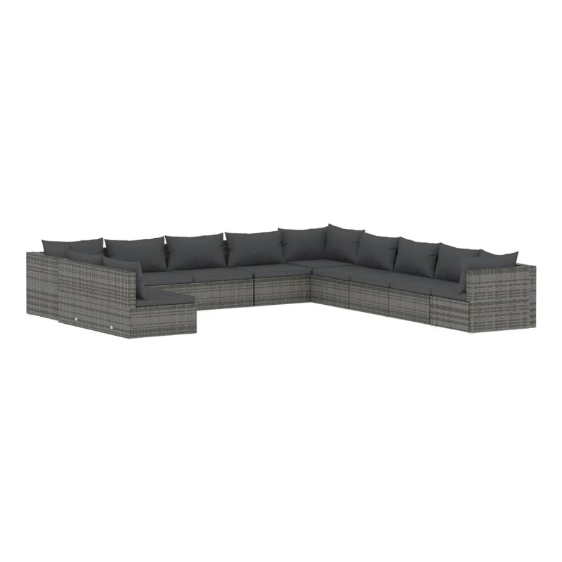 Afuera Living 11 Piece Poly Rattan Small Garden Lounge Set in Gray
