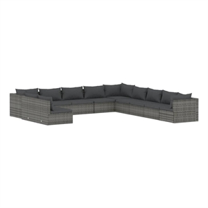 Afuera Living 11 Piece Poly Rattan Small Garden Lounge Set in Gray
