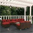 Afuera Living 10 Piece Poly Rattan Small Garden Lounge Set in Brown