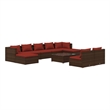 Afuera Living 10 Piece Poly Rattan Small Garden Lounge Set in Brown