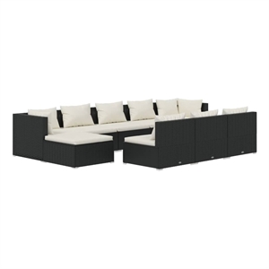 Afuera Living 10 Piece Steel Garden Lounge Set in Black/Cream