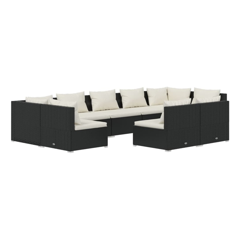 Afuera Living 9 Piece Poly Rattan Small Garden Lounge Set in Black