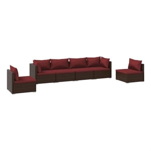 Afuera Living Contemporary 6 Piece Steel Garden Lounge Set in Red/Brown