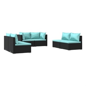 Afuera Living Contemporary 6 Piece Steel Garden Lounge Set in Black