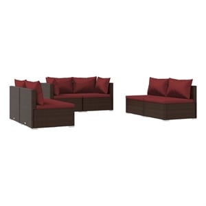 Afuera Living Contemporary 6 Piece Garden Lounge Set in Red/Brown