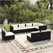 Afuera Living 8 Piece Poly Rattan Small Garden Lounge Set in Black