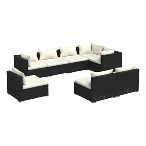 Afuera Living 8 Piece Poly Rattan Small Garden Lounge Set in Black