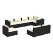 Afuera Living 8 Piece Poly Rattan Small Garden Lounge Set in Black