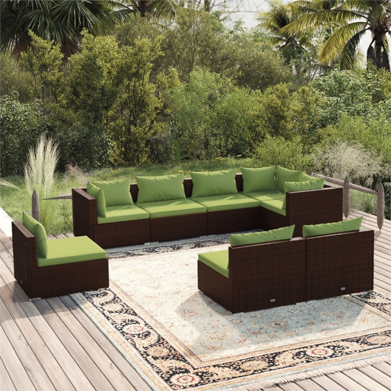 Afuera Living 8 Piece Poly Rattan Large Garden Lounge Set in Brown