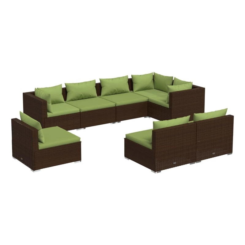 Afuera Living 8 Piece Poly Rattan Large Garden Lounge Set in Brown