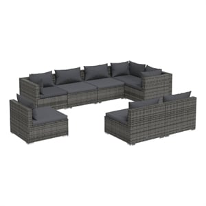 Afuera Living Contemporary 8 Piece Steel Garden Lounge Set in Gray
