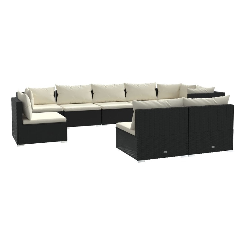 Afuera Living 9 Piece Steel Garden Lounge Set in Black/Cream