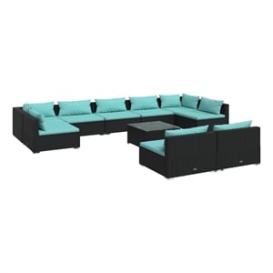 Afuera Living 10 Piece Poly Rattan Garden Lounge Set in Black