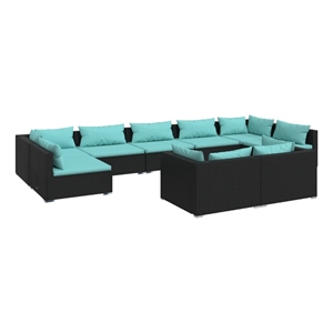 Afuera Living Contemporary 9 Piece Steel Garden Lounge Set in Black