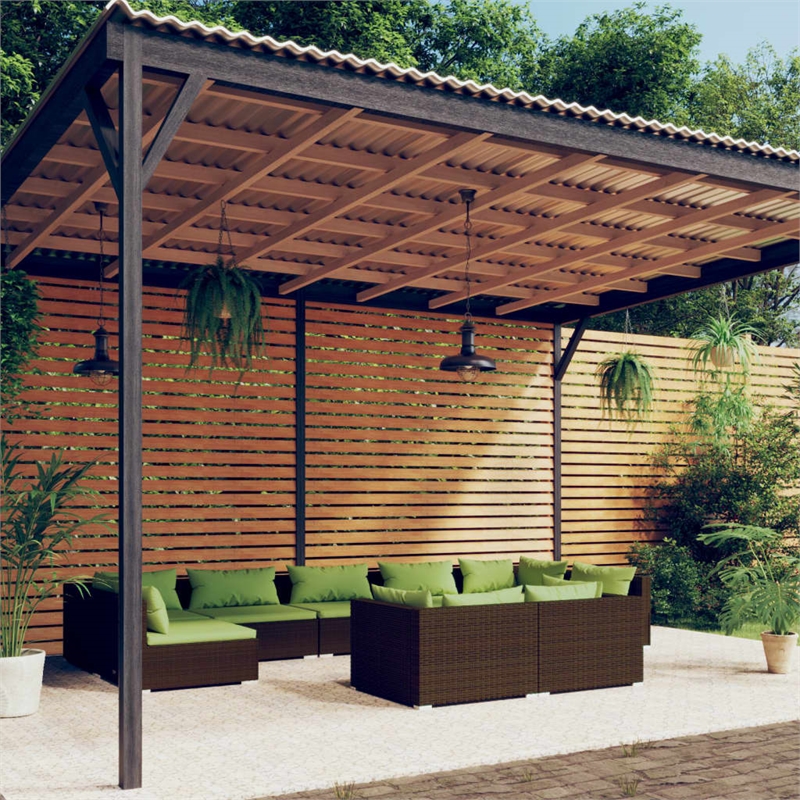 Afuera Living 9 Piece Poly Rattan Garden Lounge Set in Brown