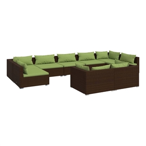 Afuera Living 9 Piece Poly Rattan Garden Lounge Set in Brown