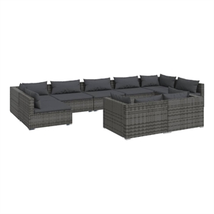 Afuera Living Contemporary 9 Piece Poly Rattan Garden Lounge Set in Gray