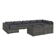 Afuera Living Contemporary 9 Piece Poly Rattan Garden Lounge Set in Gray