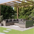 Afuera Living Contemporary 8 Piece Poly Rattan Garden Lounge Set in Gray