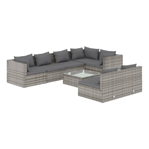 Afuera Living Contemporary 8 Piece Poly Rattan Garden Lounge Set in Gray