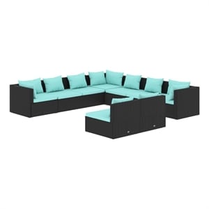 Afuera Living Contemporary 9 Piece Steel Garden Lounge Set in Black