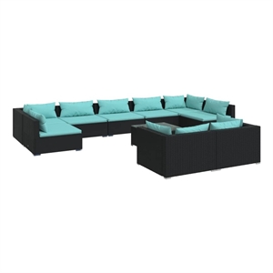 Afuera Living Contemporary Poly Rattan Garden Lounge Set in Black