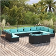 Afuera Living Contemporary 12 Piece Garden Lounge Set in Black/Blue