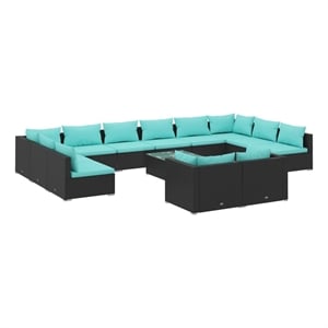 Afuera Living Contemporary Steel Large Garden Lounge Set in Black