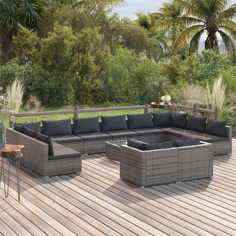 Afuera Living Contemporary Poly Rattan Garden Lounge Set in Gray
