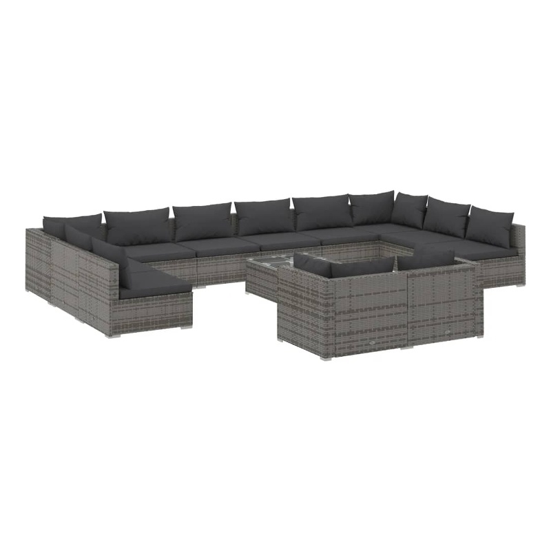 Afuera Living Contemporary Poly Rattan Garden Lounge Set in Gray