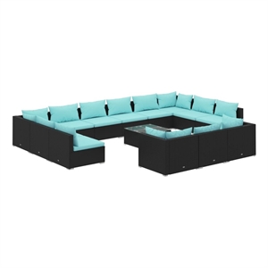 Afuera Living Contemporary 14 Piece Garden Lounge Set in Black/Blue
