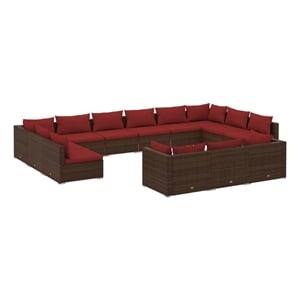 Afuera Living Contemporary Poly Rattan Large Garden Lounge Set in Brown