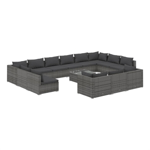 Afuera Living 14 Piece Poly Rattan Garden Lounge Set in Gray