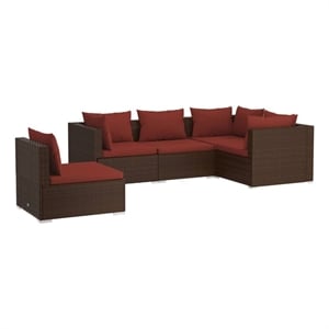 Afuera Living Contemporary 5 Piece Steel Garden Lounge Set in Brown