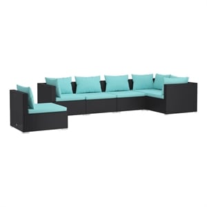 Afuera Living Contemporary 6 Piece Steel Garden Lounge Set in Black