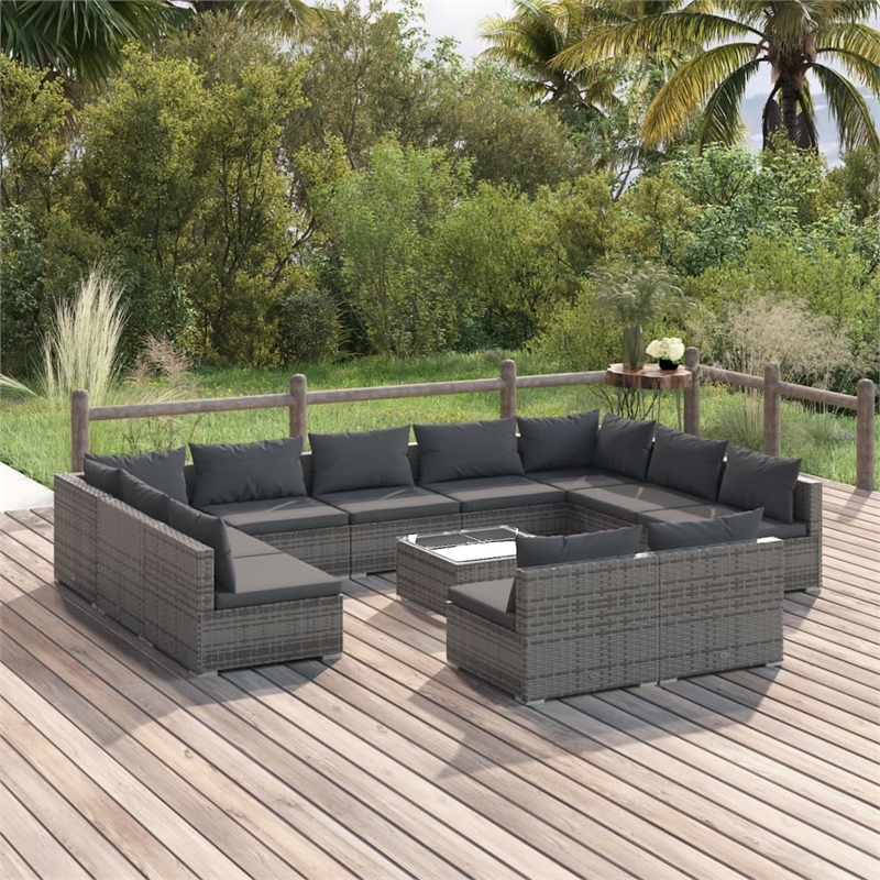 Afuera Living Contemporary Synthetic Poly Rattan  Garden Lounge Set in Gray
