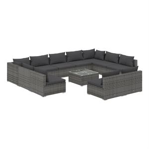 Afuera Living Contemporary Synthetic Poly Rattan  Garden Lounge Set in Gray