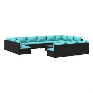Afuera Living Contemporary Steel Garden Lounge Set in Black/Blue