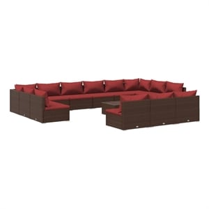 Afuera Living Contemporary Steel Garden Lounge Set in Red/Brown