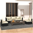 Afuera Living 5 Piece Poly Rattan Garden Lounge Set in Black/Cream