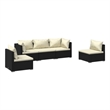 Afuera Living 5 Piece Poly Rattan Garden Lounge Set in Black/Cream