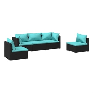 Afuera Living Contemporary 5 Piece Garden Lounge Set in Black