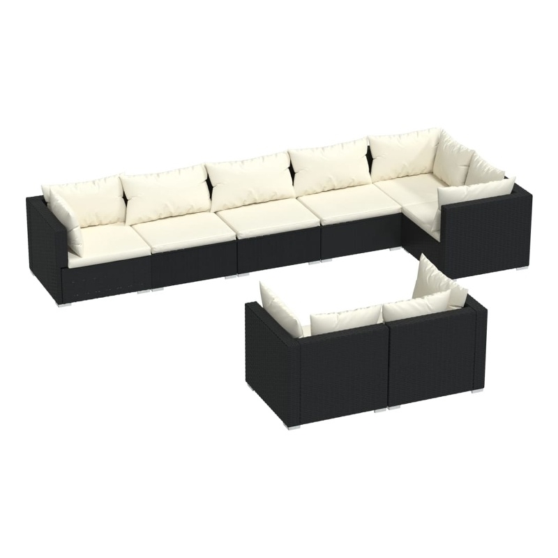 Afuera Living 8 Piece Poly Rattan Garden Lounge Set in Black