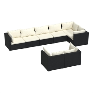 Afuera Living 8 Piece Poly Rattan Garden Lounge Set in Black